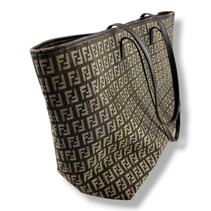 Fendi Roll Zucchino Brown Monogram Tote Handbag - Lux Central