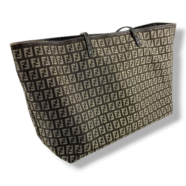 Fendi Roll Zucchino Brown Monogram Tote Handbag - Lux Central