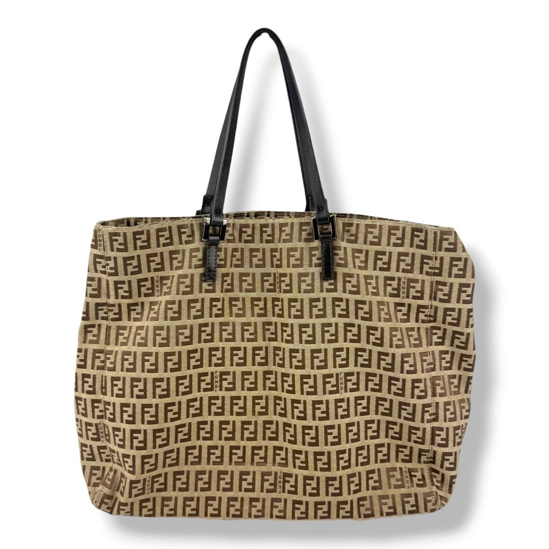 Fendi Zucca Beige Monogram Tote Handbag - Lux Central
