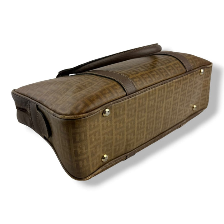 Fendi Zucca Brown Boston Tote Handbag - Lux Central