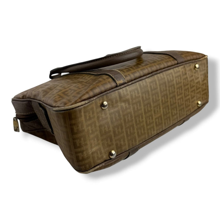 Fendi Zucca Brown Boston Tote Handbag - Lux Central