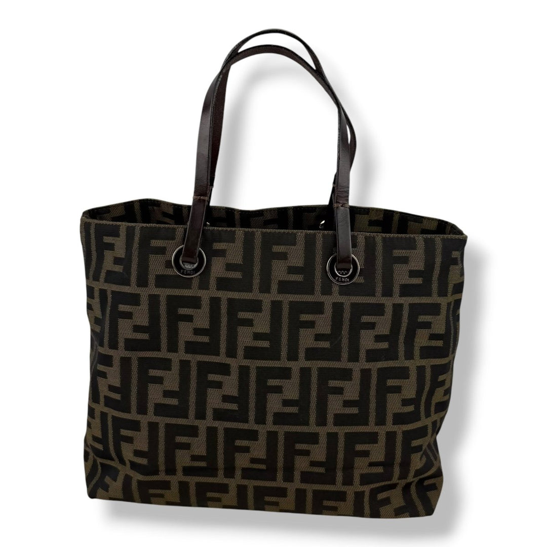Fendi Zucca Brown Monogram Canvas Tote Handbag - Lux Central