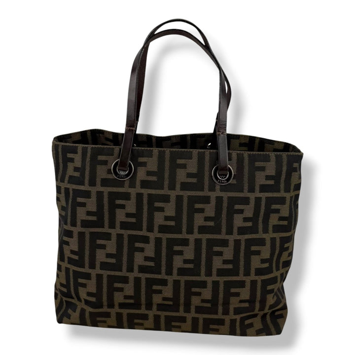 Fendi Zucca Brown Monogram Canvas Tote Handbag - Lux Central