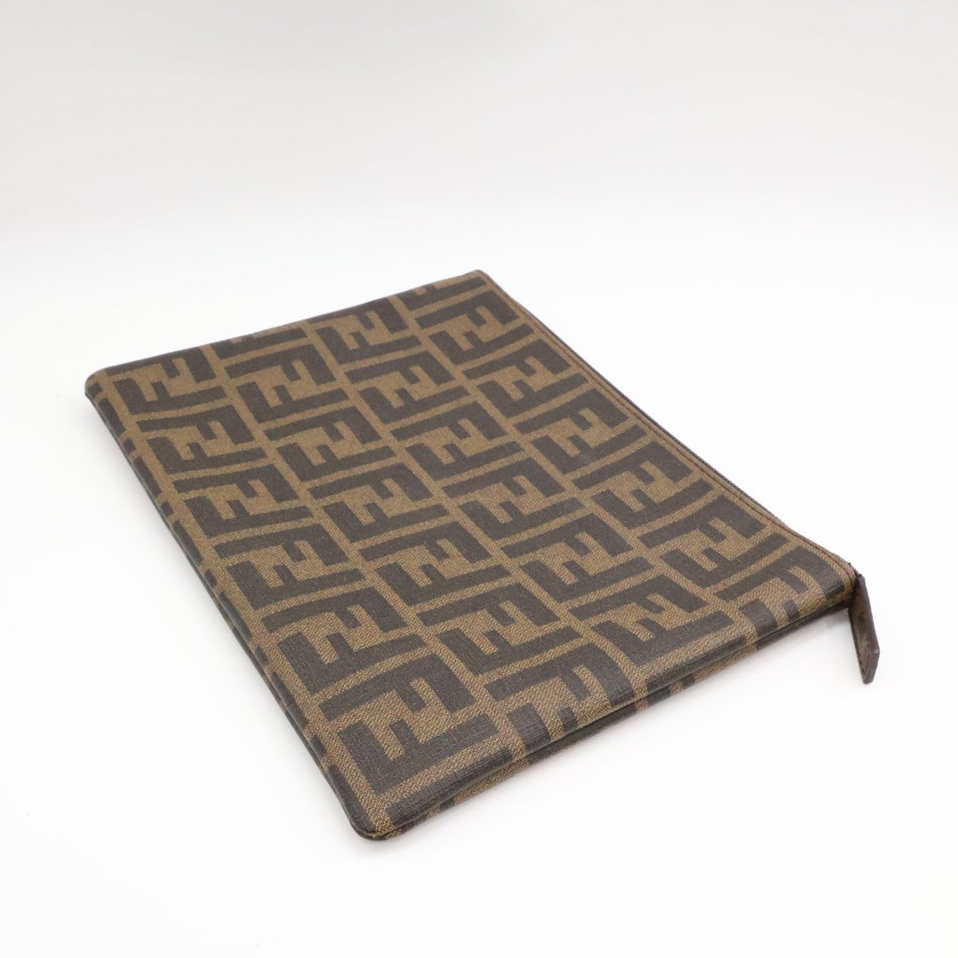 Fendi Zucca Flat Zip Clutch Pouch - Lux Central