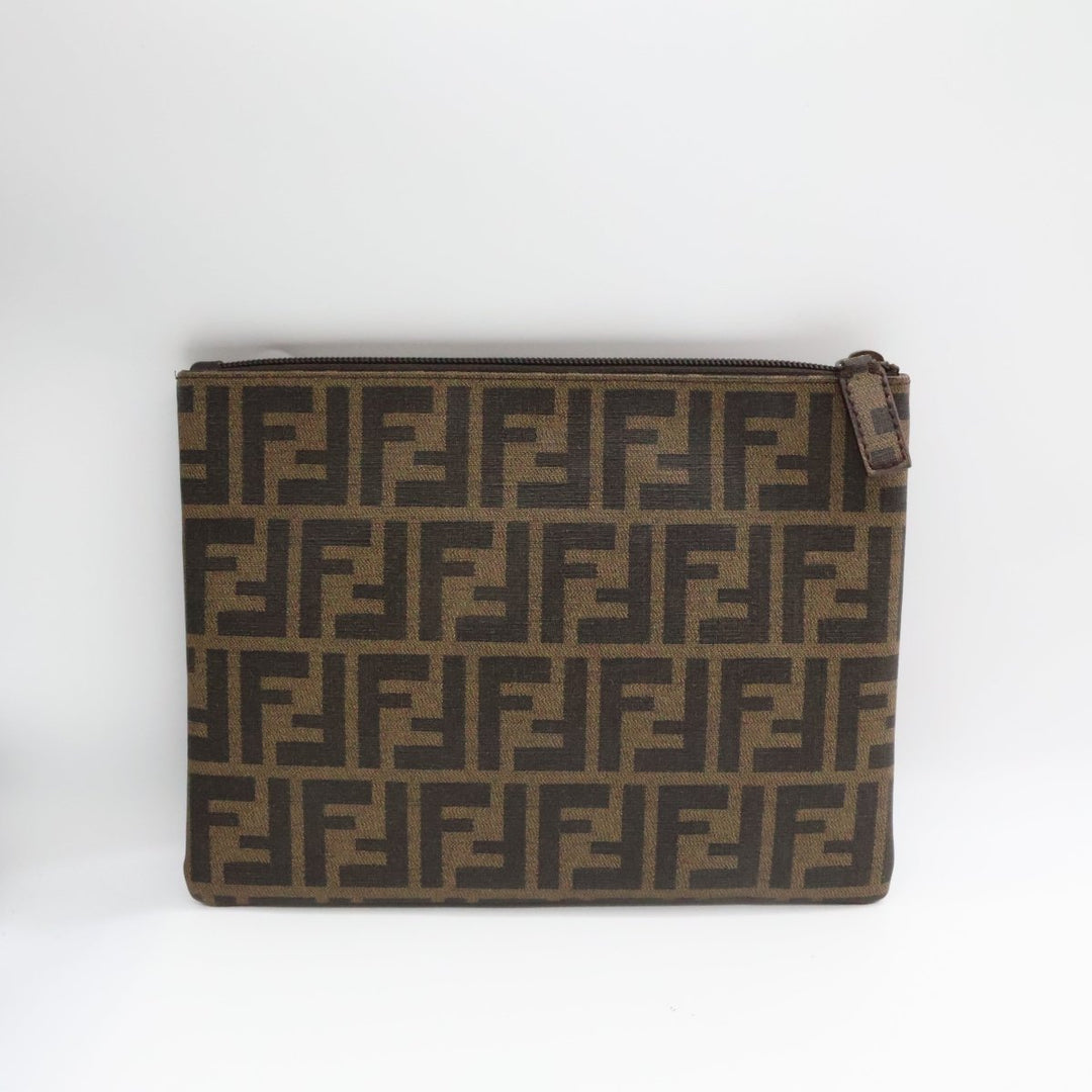 Fendi Zucca Flat Zip Clutch Pouch - Lux Central