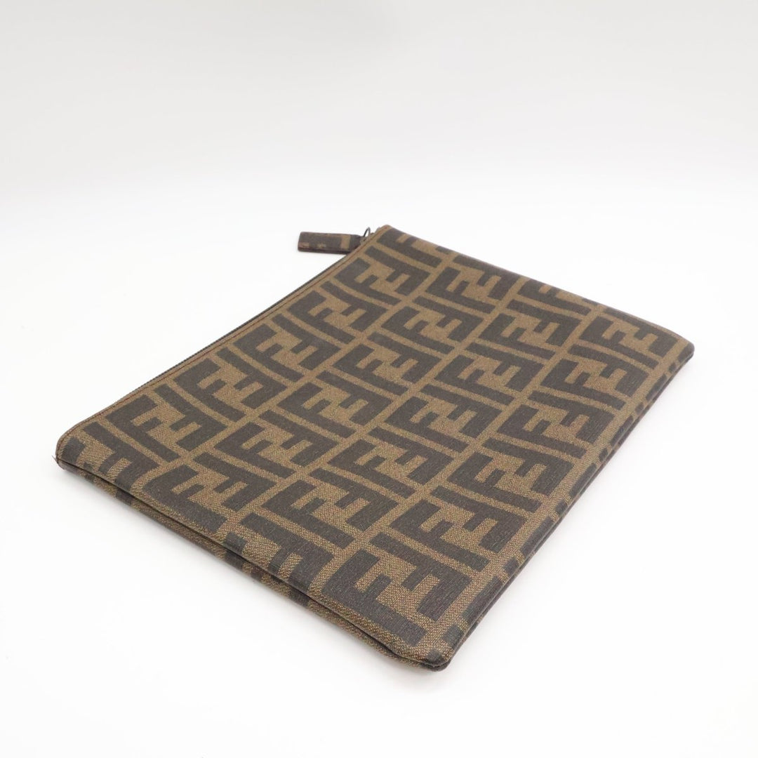 Fendi Zucca Flat Zip Clutch Pouch - Lux Central