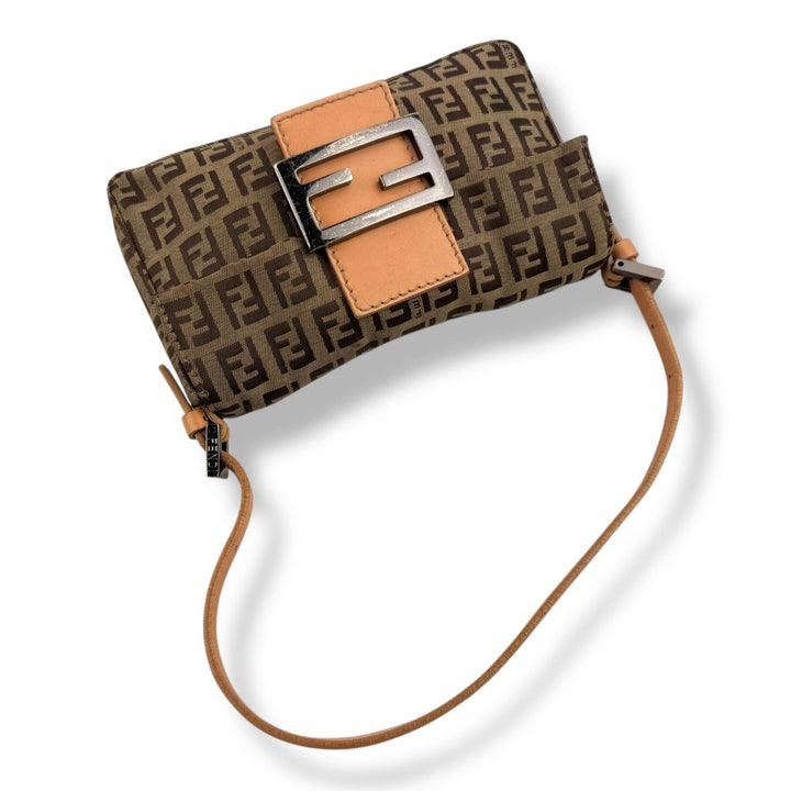 Fendi Zucchino Beige Canvas Mini Baguette Zucca Handbag - Lux Central