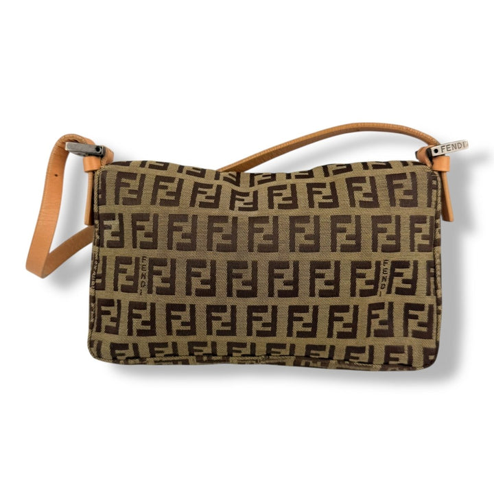 Fendi Zucchino Beige Canvas Mini Baguette Zucca Handbag - Lux Central