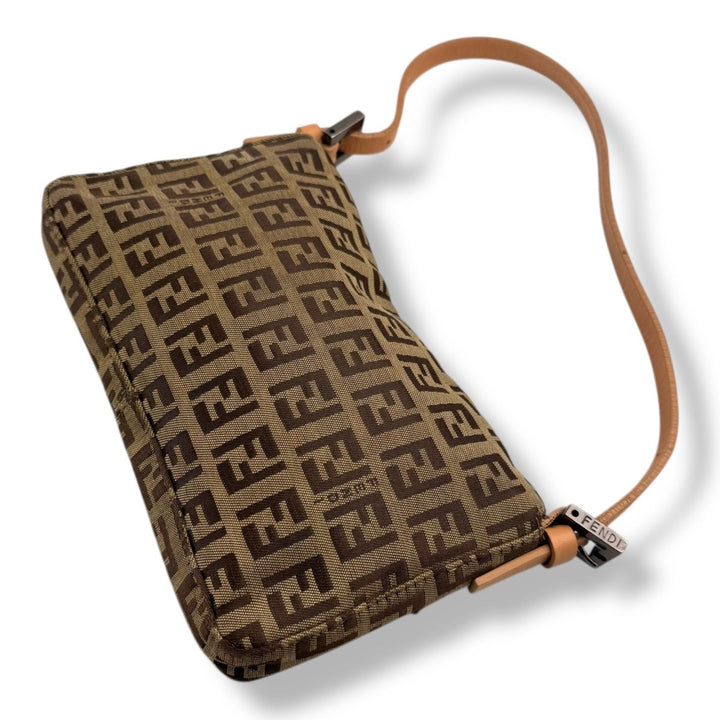 Fendi Zucchino Beige Canvas Mini Baguette Zucca Handbag - Lux Central