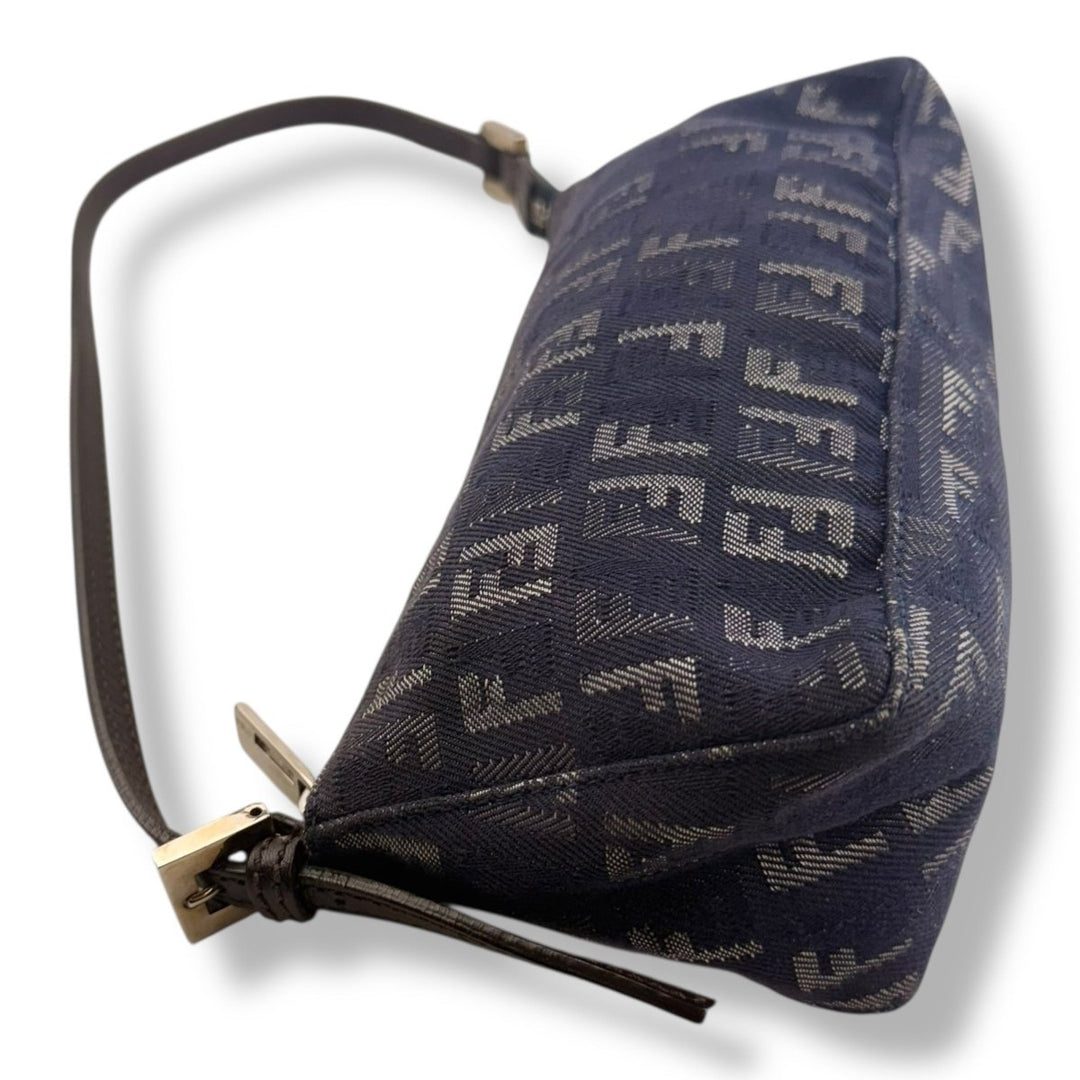 Fendi Zucchino Blue Denim Mini Baguette Handbag - Lux Central