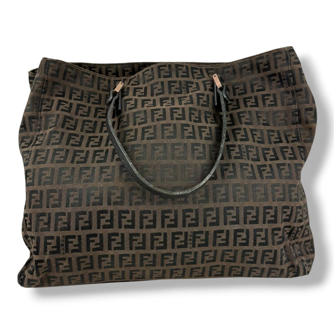 Fendi Zucchino Brown Monogram Tote Handbag - Lux Central