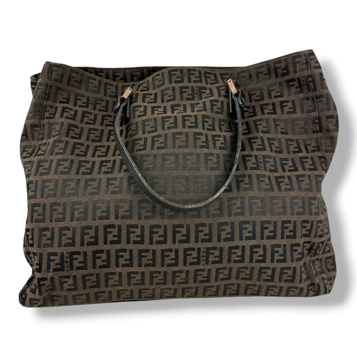 Fendi Zucchino Brown Monogram Tote Handbag - Lux Central