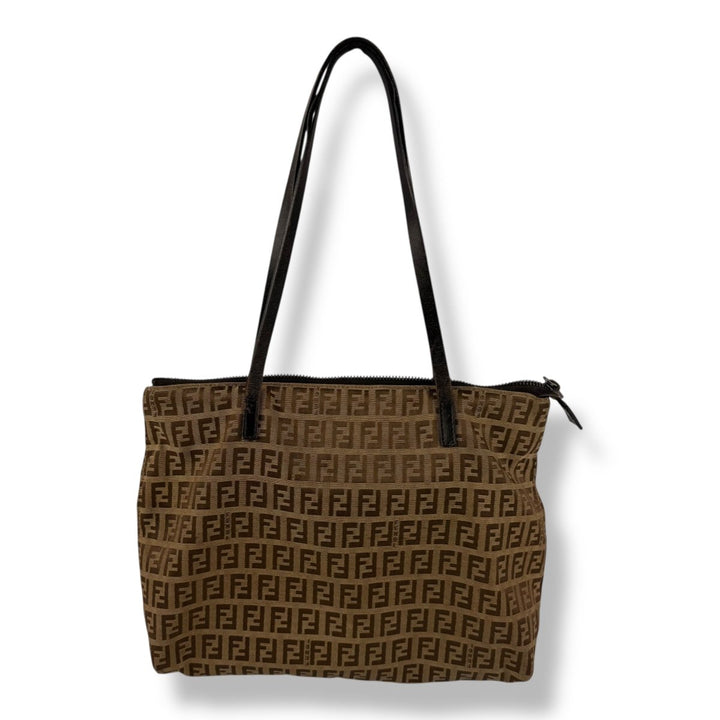 Fendi Zucchino Brown Monogram Tote Handbag - Lux Central
