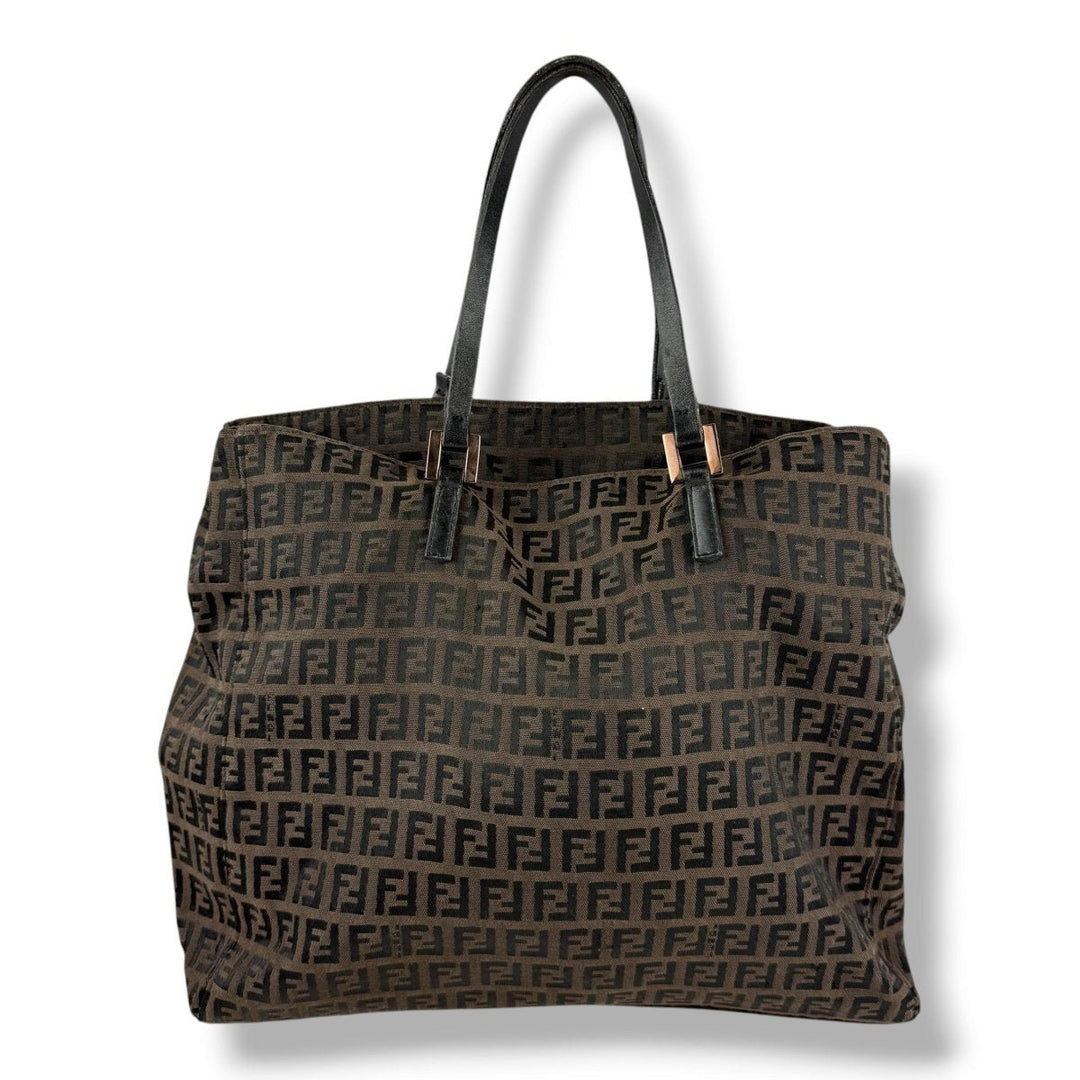 Fendi Zucchino Brown Monogram Tote Handbag - Lux Central