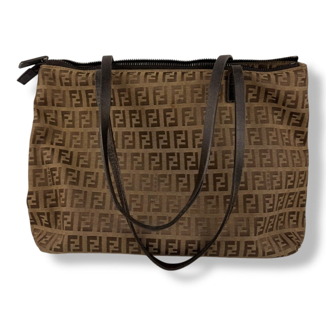 Fendi Zucchino Brown Monogram Tote Handbag - Lux Central