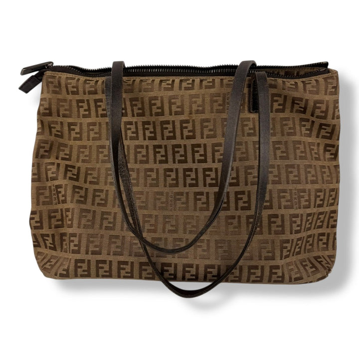 Fendi Zucchino Brown Monogram Tote Handbag - Lux Central