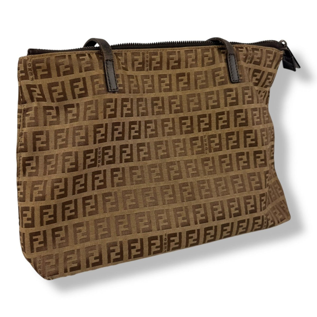 Fendi Zucchino Brown Monogram Tote Handbag - Lux Central