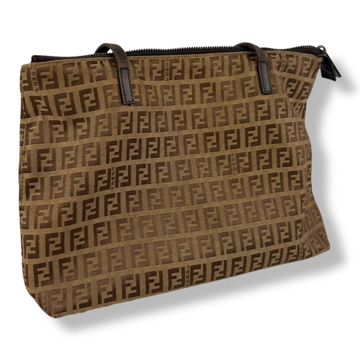 Fendi Zucchino Brown Monogram Tote Handbag - Lux Central