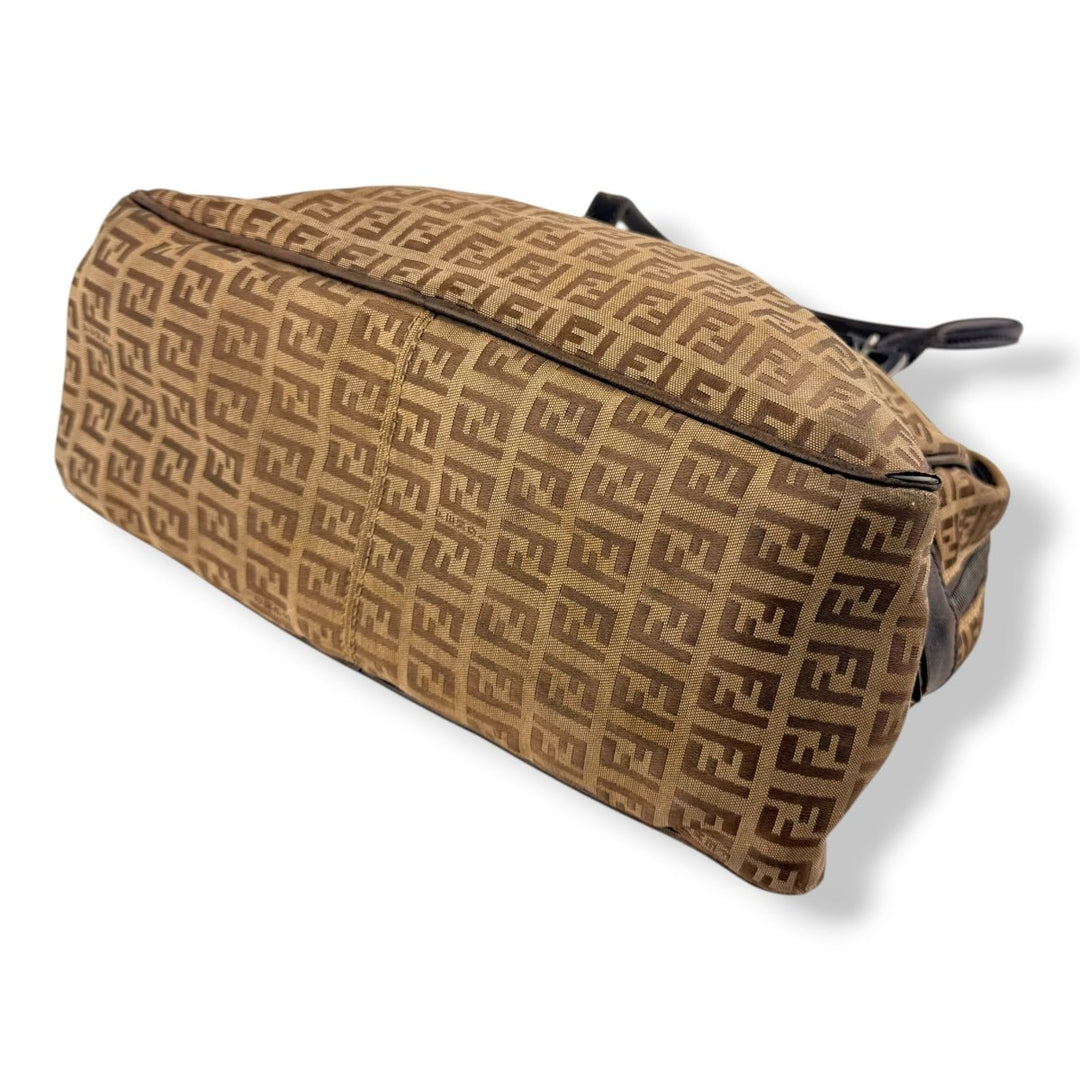 Fendi Zucchino Brown Monogram Tote Handbag - Lux Central