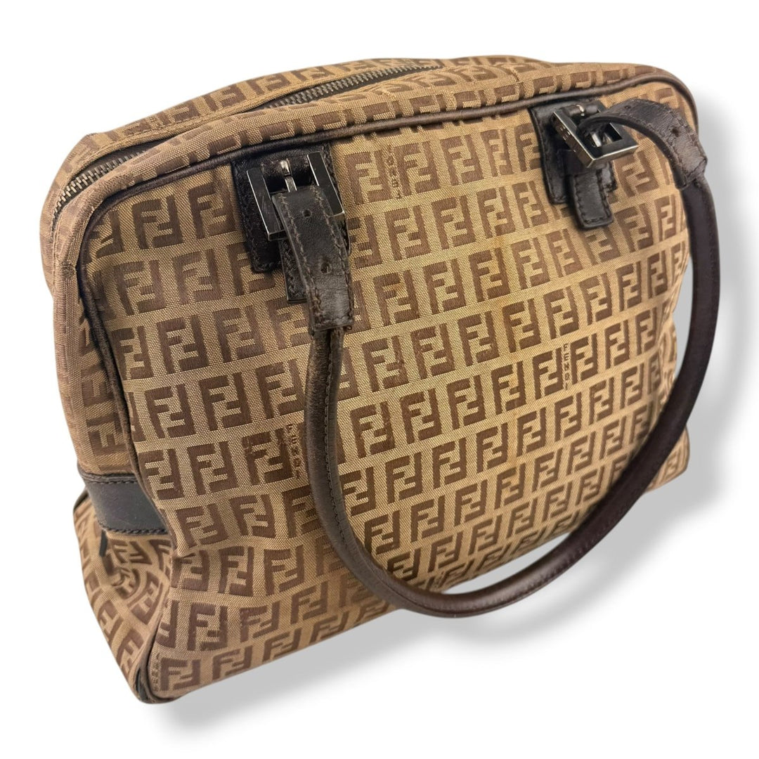 Fendi Zucchino Brown Monogram Tote Handbag - Lux Central