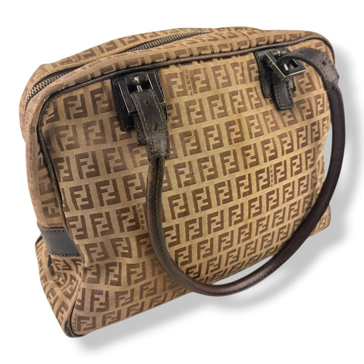 Fendi Zucchino Brown Monogram Tote Handbag - Lux Central