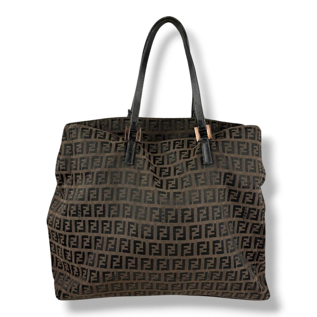 Fendi Zucchino Brown Monogram Tote Handbag - Lux Central
