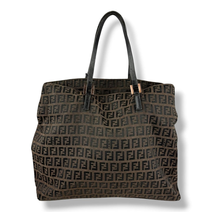 Fendi Zucchino Brown Monogram Tote Handbag - Lux Central
