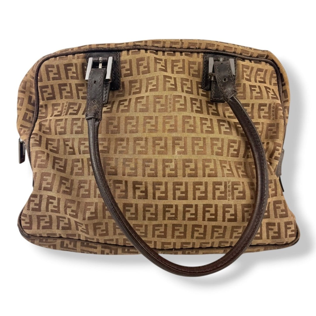 Fendi Zucchino Brown Monogram Tote Handbag - Lux Central