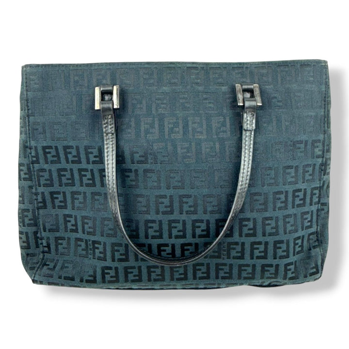 Fendi Zucchino Navy/Black Monogram Tote Handbag - Lux Central
