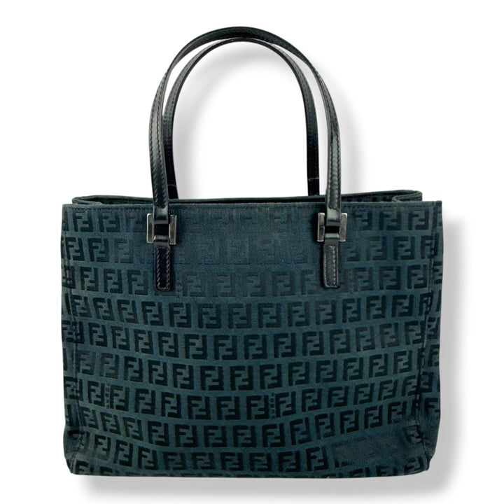 Fendi Zucchino Navy/Black Monogram Tote Handbag - Lux Central