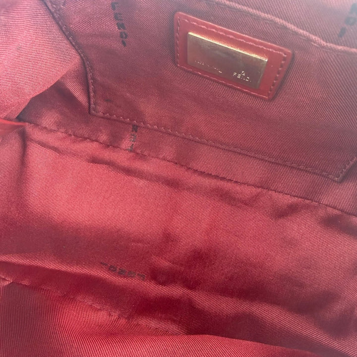 Fendi Zucchino Red/Beige Canvas Pochette Handbag - Lux Central