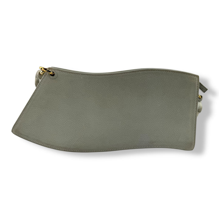 Jacquemus Vague Asymmetrical Grey Leather Shoulder Handbag
