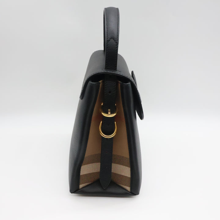 Burberry Black Grained Leather Camberley Top Handle Handbag