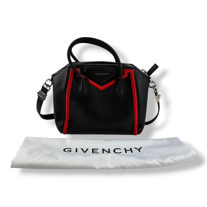 Givenchy Black/Red Calfskin Leather Antigona Mini Handbag - Lux Central