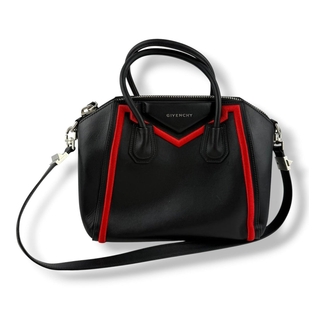 Givenchy Black/Red Calfskin Leather Antigona Mini Handbag - Lux Central