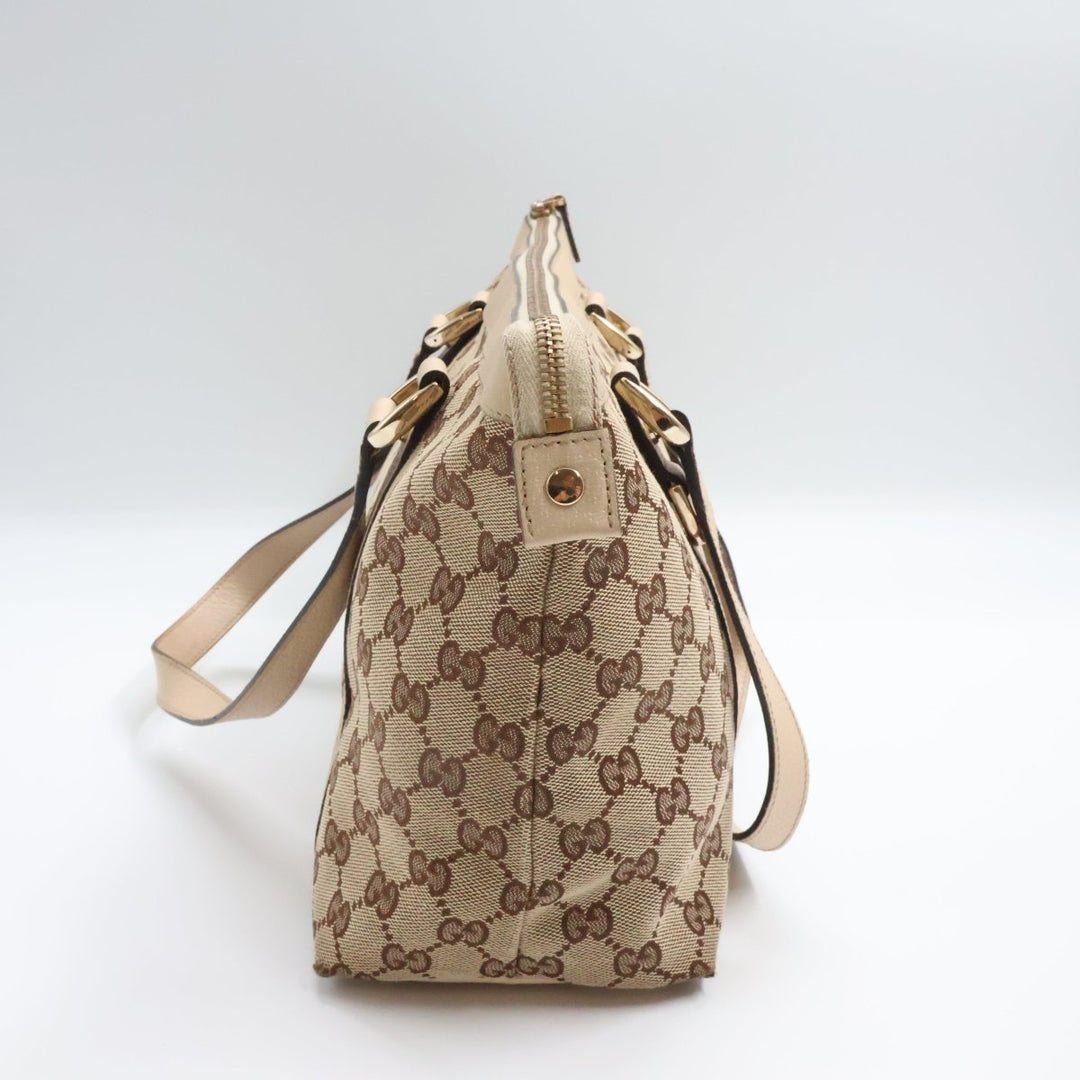 Gucci Abbey GG Beige Canvas D-Ring Tote Handbag - Lux Central