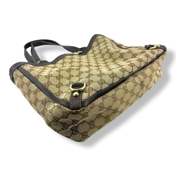 Gucci Abbey GG Beige Canvas D - Ring Tote Handbag - Lux Central