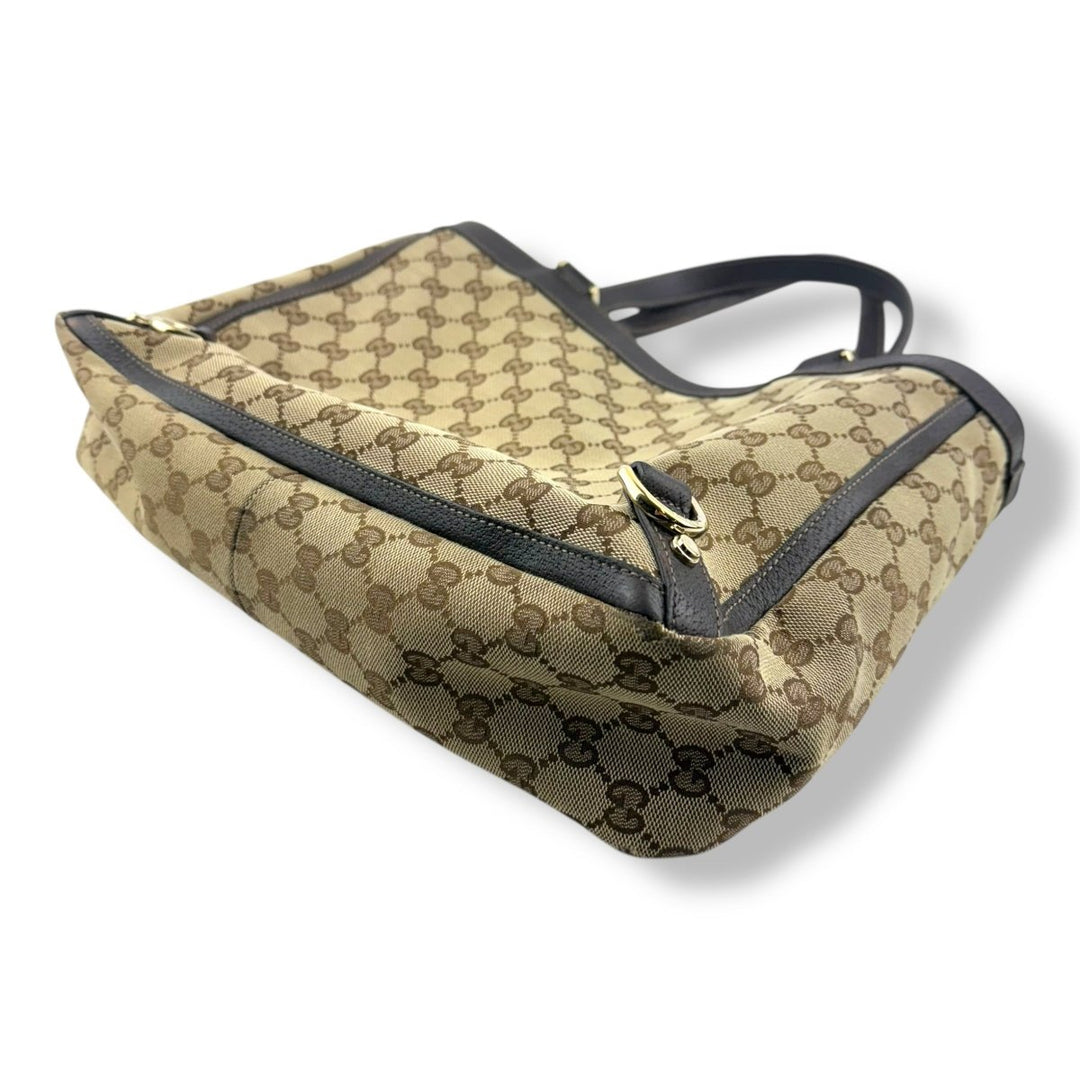 Gucci Abbey GG Beige Canvas D - Ring Tote Handbag - Lux Central