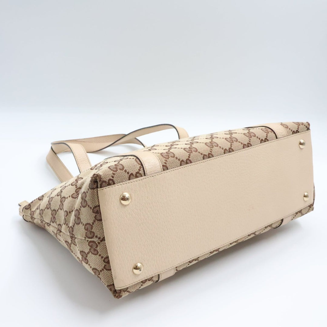 Gucci Abbey GG Beige Canvas D-Ring Tote Handbag - Lux Central