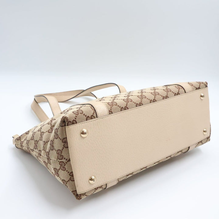 Gucci Abbey GG Beige Canvas D-Ring Tote Handbag - Lux Central