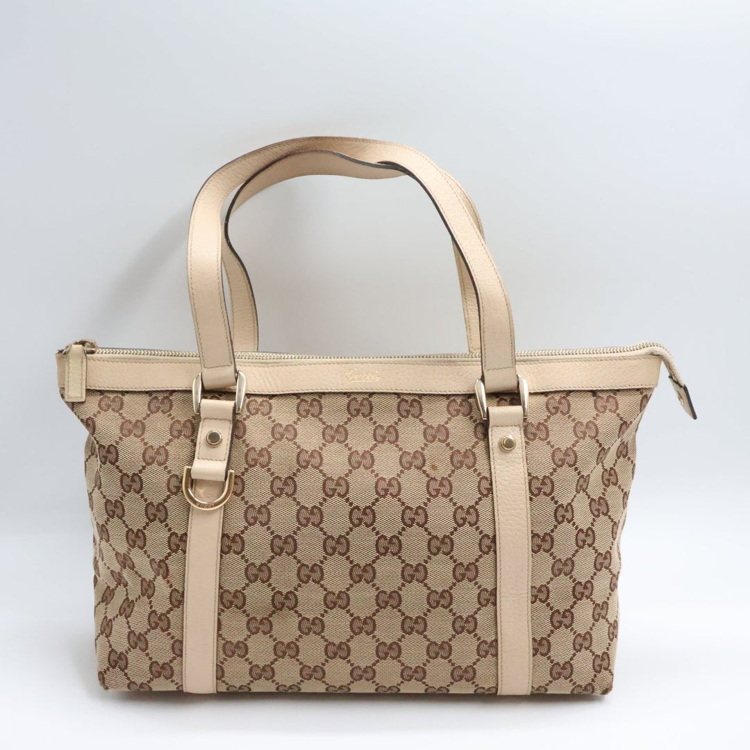 Gucci Abbey GG Beige Canvas D-Ring Tote Handbag - Lux Central