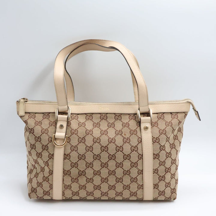 Gucci Abbey GG Beige Canvas D-Ring Tote Handbag - Lux Central