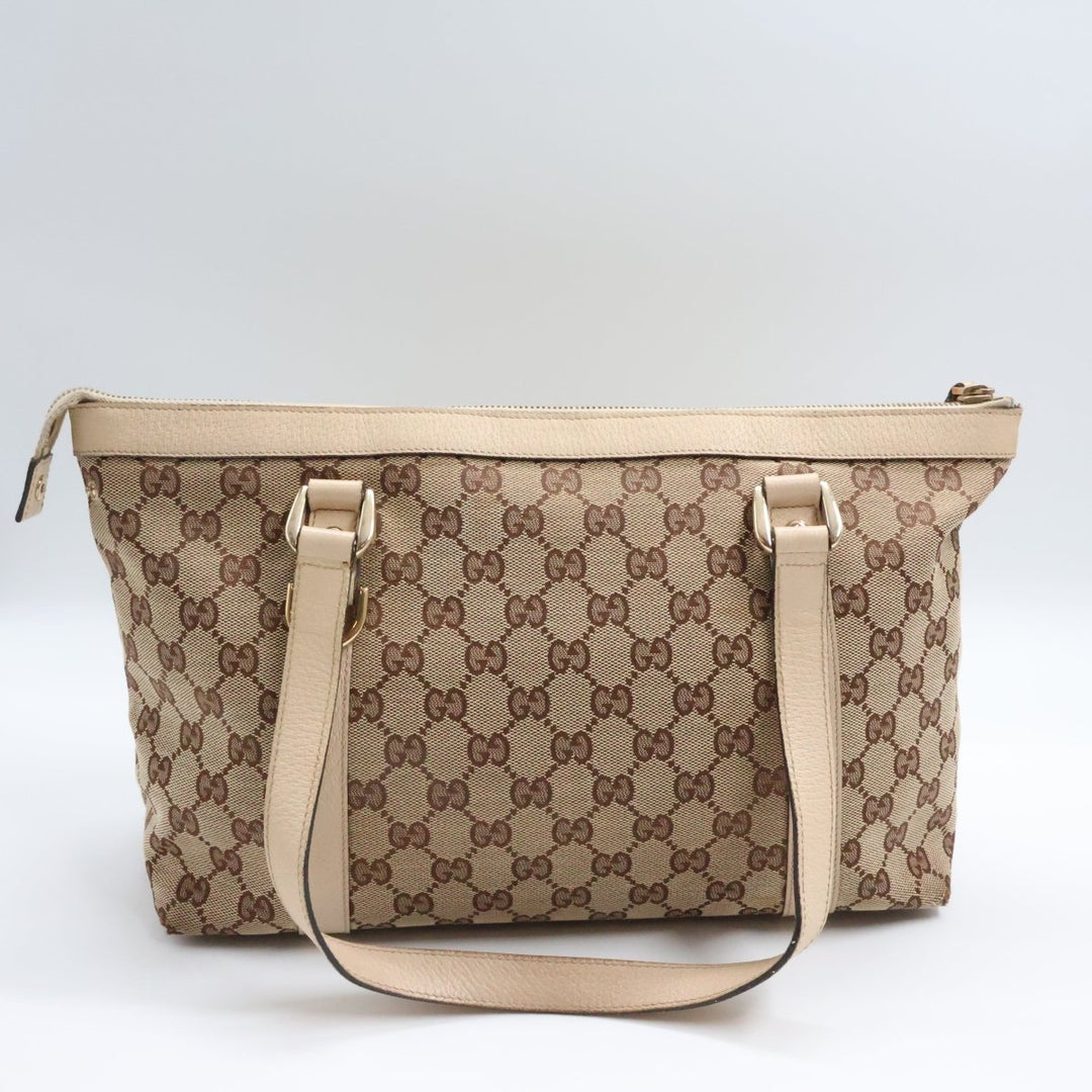 Gucci Abbey GG Beige Canvas D-Ring Tote Handbag - Lux Central