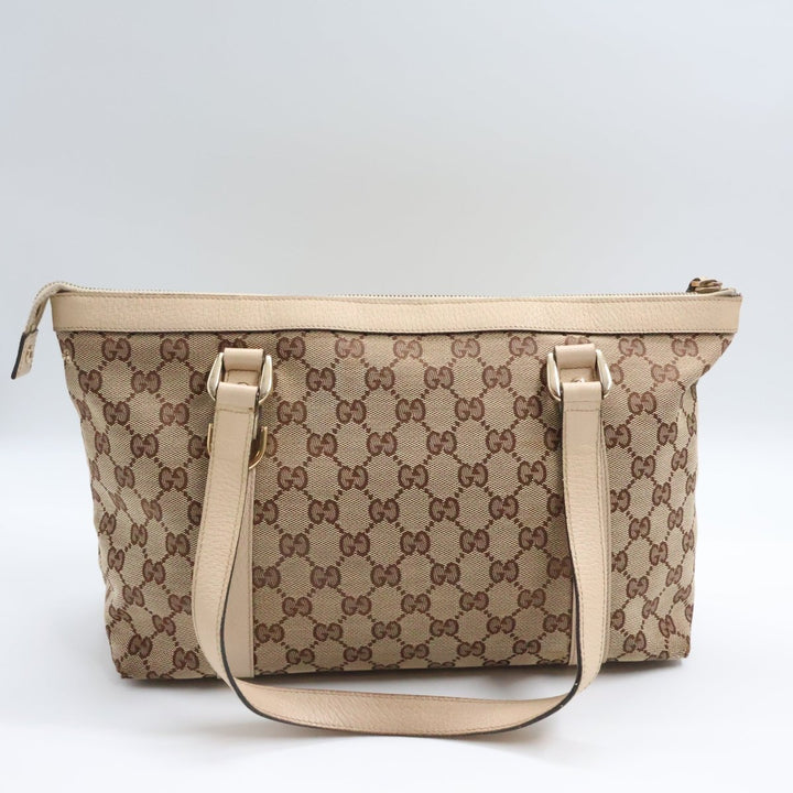Gucci Abbey GG Beige Canvas D-Ring Tote Handbag - Lux Central