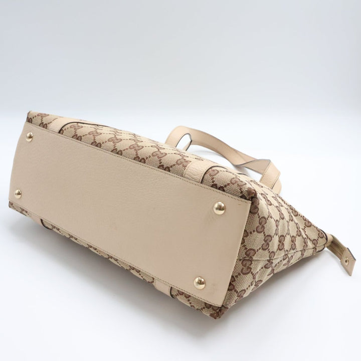 Gucci Abbey GG Beige Canvas D-Ring Tote Handbag - Lux Central