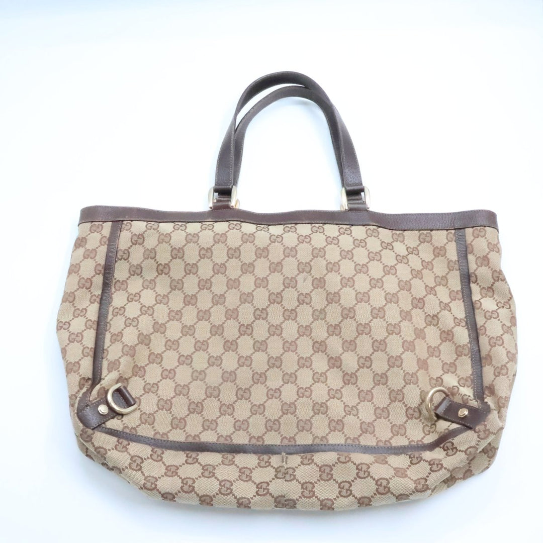 Gucci Abbey GG Beige/Brown Canvas Tote Handbag - Lux Central