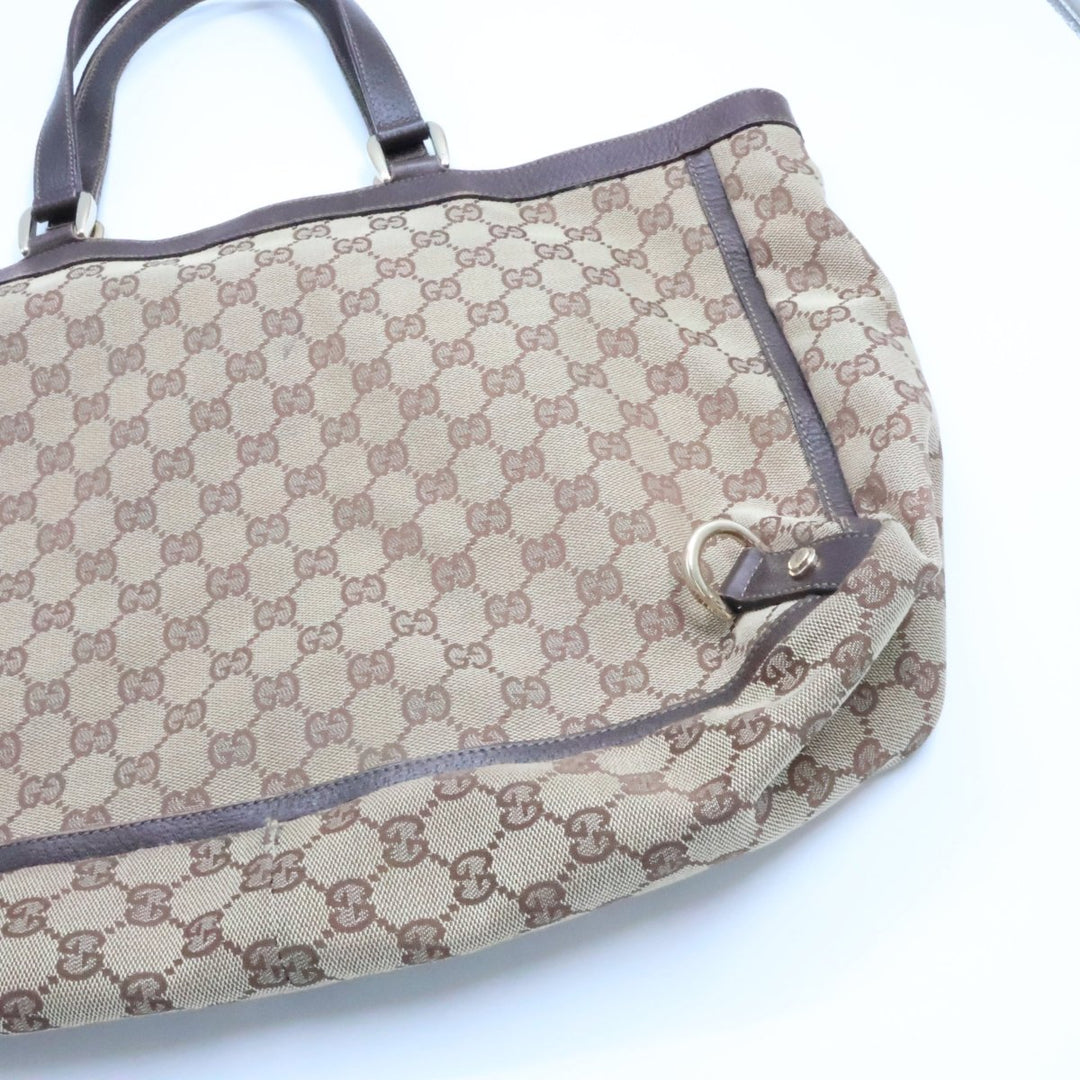 Gucci Abbey GG Beige/Brown Canvas Tote Handbag - Lux Central