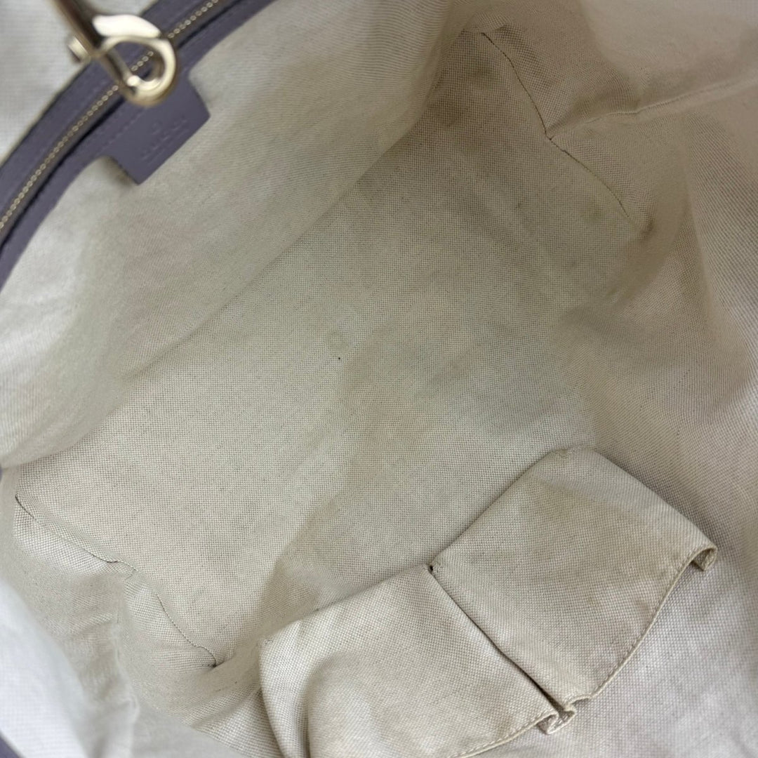 Gucci Abbey GG Beige/Lilac Canvas D - Ring Heart Tote Handbag - Lux Central