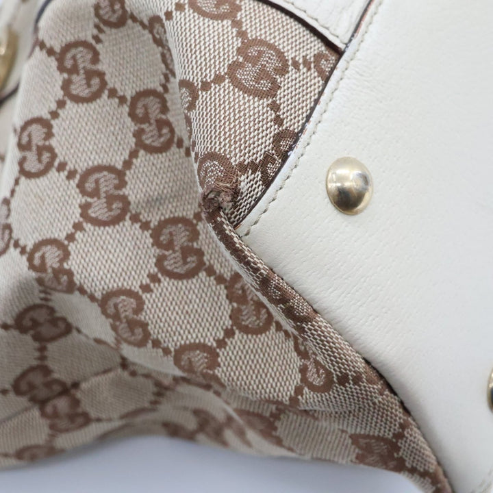 Gucci Abbey GG Beige/White Canvas D-Ring Tote Handbag - Lux Central