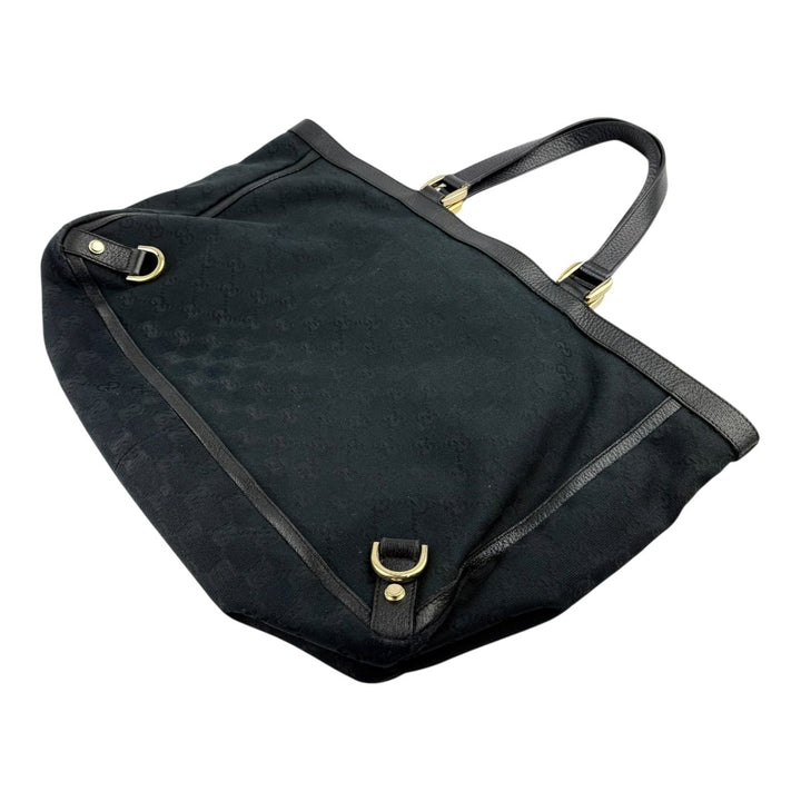 Gucci Abbey GG Black Canvas D - Ring Tote Handbag - Lux Central